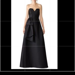 Theia black waist ruffle gown